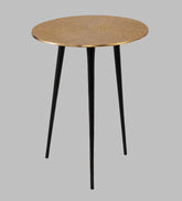Alamkari India Iron / Metal Embossed Golden Round Metal Side Table